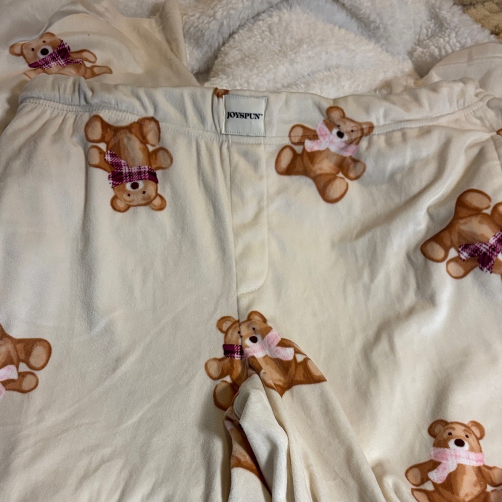 Pajamas with Teddy Bear Print - Cream